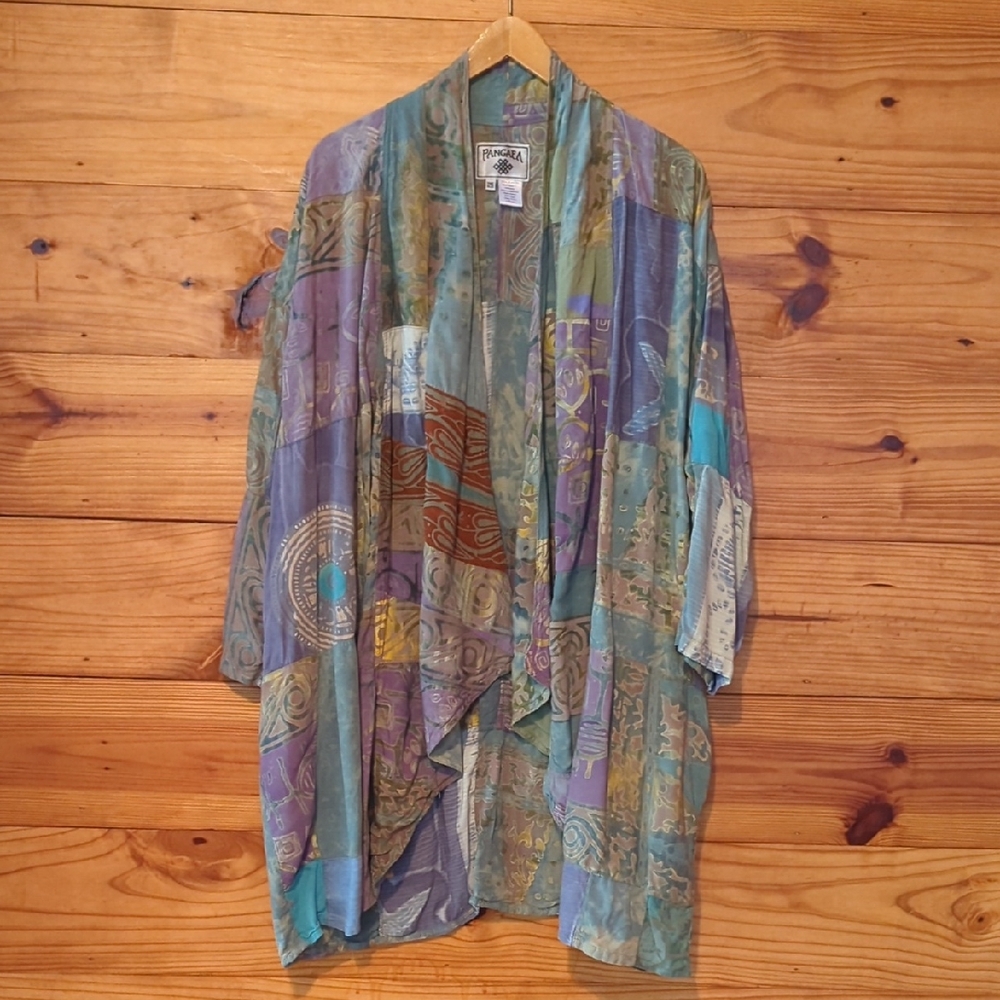 Vintage Indonesian Patchwork Batik Print Open Jac… - image 1